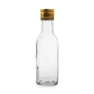 Bouteille marasca transparent avec bouchon métal doré (2)