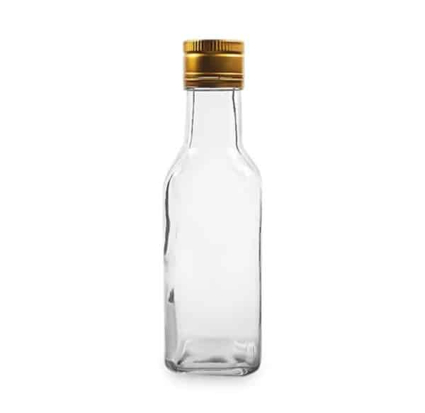 Bouteille marasca transparent avec bouchon métal doré (2)