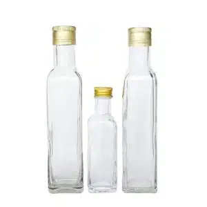 Bouteille Marasca En Verre Transparente avec bouchon métal doré (3)