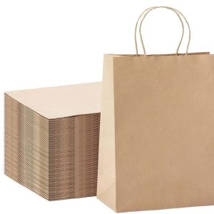 Sacs en papier avec poignées brun sacs cadeaux en vrac kraft pour le shopping artisanat épicerie fati pack emballage e-commerce packaging maroc