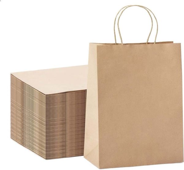 Sacs en papier avec poignées brun sacs cadeaux en vrac kraft pour le shopping artisanat épicerie fati pack emballage e-commerce packaging maroc