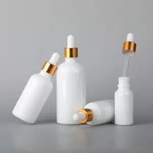 Flacon En Verre Blanc Compte-Goutte De 15ml a 100ml Avec Bouchon Doré-Blanc