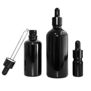Flacon Compte-Goutte En Verre Noir De 10ml a 100ml Avec Bouchon Noir