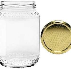 Pot En Verre Transparent Pour L'emballage De Miel avec couvercle dorée fati pack emballage alimentaire maroc