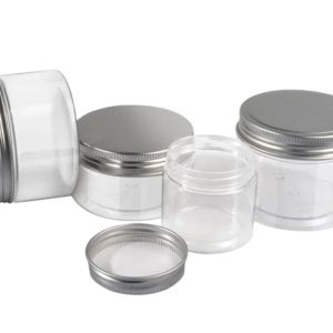 Pot en plastique pet transparent couvercle métal (1)