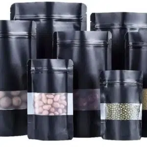 Sachets d'emballage alimentaire à fermeture éclair en aluminium noir mat, sac refermable emballage alimentaire maroc fati pack