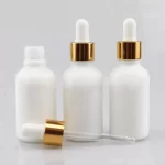 Flacon compte goutte verre blanc bouchon doré-blanc (3)