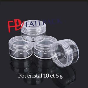 petits-pots-cosmetiques-vides-cristal-transparents-de-voyage-pour-creme-baume-a-levres-echantillon emballage cosmetique maroc fati pack Mini Pots Cosmétiques en Cristal de 5g, 10g