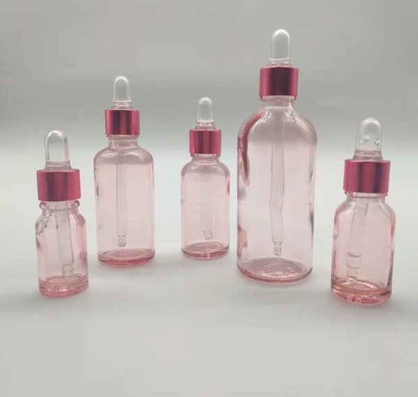 Flacon compte goutte verre rose bouchon rose (1)