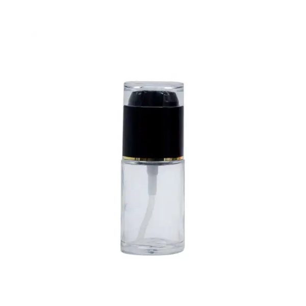 bouteille-d-emballage-de-fond-de-teint-en-verre-transparent-avec-une-pompe-noire-pour-l-emballage-cosmetique fati pack packaging maroc
