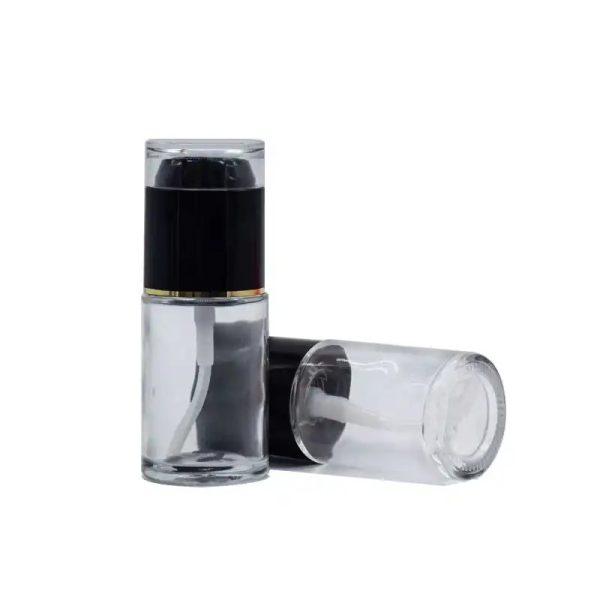 bouteille-d-emballage-de-fond-de-teint-en-verre-transparent-avec-une-pompe-noire-pour-l-emballage-cosmetique maroc