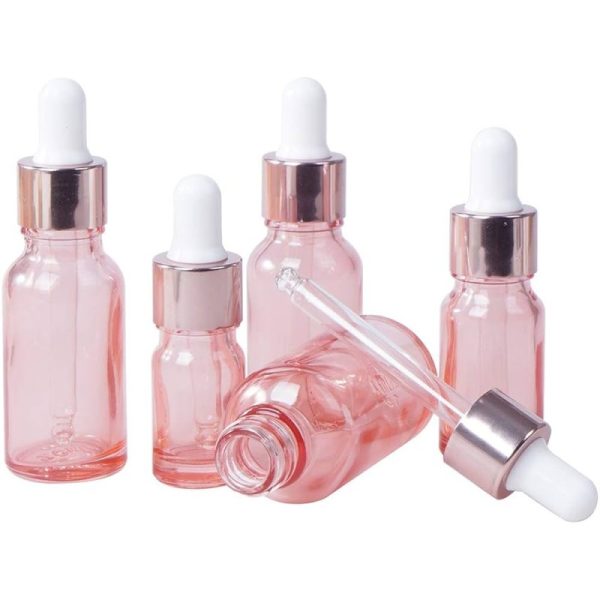 bouteilles-pipette-en-verre-rose-pour-un-emballage-raffine-et-elegant emballage en verre maroc