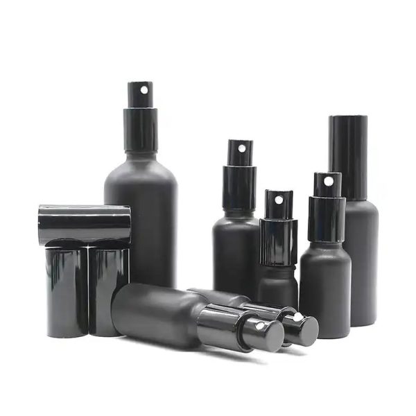 flacon-pompe-airless-noir-mat-givre-pour-serum emballage cosmetique