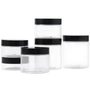 Pots en plastique pet transparent avec couvercle noir (4)