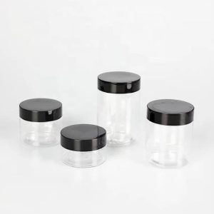 Pots Transparent En Plastique PET De 50g A 300g Avec Couvercle Noir