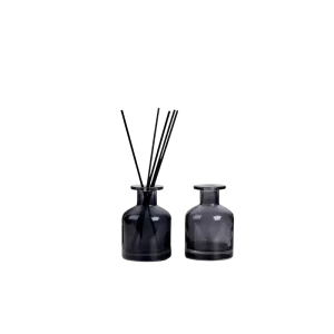 flacon-diffuseur-d-arome-en-verre-noir-semi-transparent-avec-roseaux-noirs grossiste emballage maroc