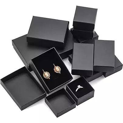 mini boite d'emballage des bijoux en carton noir emballage maroc e-commerce