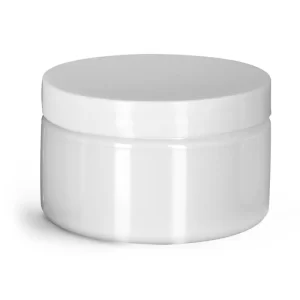Pots en plastique pet blanc avec couvercle blanc (3)