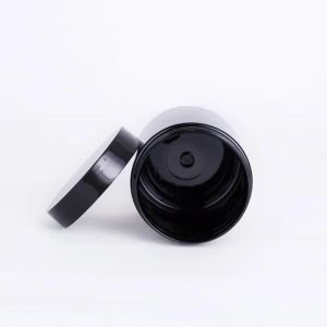 Pots en plastique pet noir brillant avec couvercle noir (1)