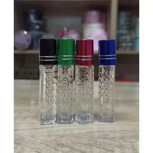 Flacon Roll-On en Verre Carré de 10 ml pour Parfum avec Bouchon Coloré