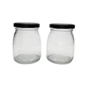 Bocal Alimentaire en Verre Transparent avec Couvercle Métallique Noir Gardez Vos Aliments Frais et Élégants