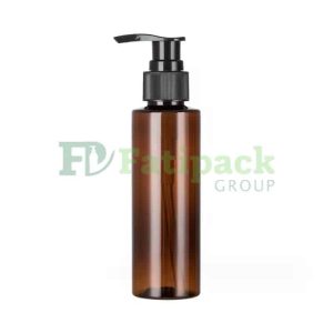 Bouteille 100ml en PET Ambré Élégance et Praticité avec Pompe Noire