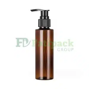 Bouteille 100ml en PET Ambré Élégance et Praticité avec Pompe Noire