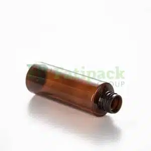 Bouteille 100ml en PET Ambré Élégance et Praticité avec Pompe Noire fati pack