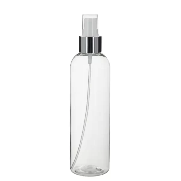 Bouteille Spray en PET Transparent avec Vaporisateur Métallique Brillant 120ml