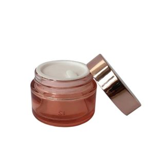 Pot en verre orange 50g avec couvercle en cuivre idéal pour la crème cosmétique (1)