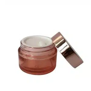 Pot en verre orange 50g avec couvercle en cuivre idéal pour la crème cosmétique (1)