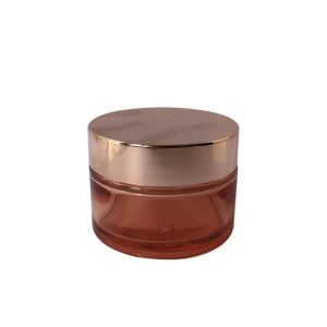 Pot en verre orange 50g avec couvercle en cuivre idéal pour la crème cosmétique (2)
