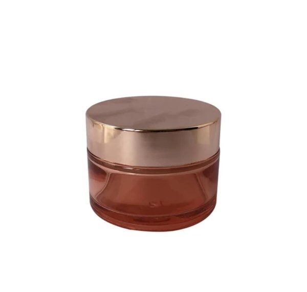 Pot en verre orange 50g avec couvercle en cuivre idéal pour la crème cosmétique (2)