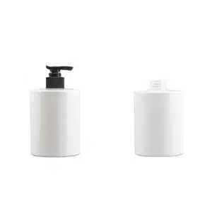 Bouteilles En Plastique Blanc Cosmétiques Avec Bouchons Dispenser Blanc Et Noir