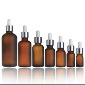 Flacon compte goutte marron ambré bouchon argenté-blanc (1)