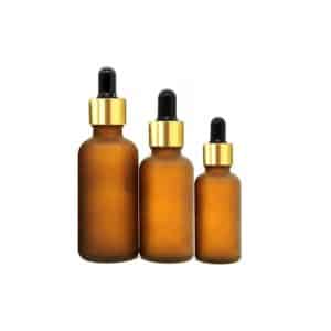 Flacon Marron Ambré En Verre avec Compte-Goutte De 10ml a 100ml Avec Bouchon Doré-Noir