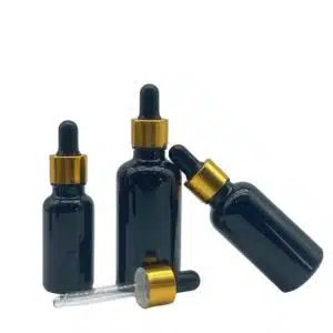 Flacon Compte-Goutte En Verre Noir De 10ml a 100ml Avec Bouchon Doré-Noir