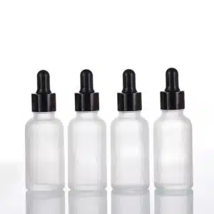 Flacon compte goutte verre transparent givré bouchon noir (2)