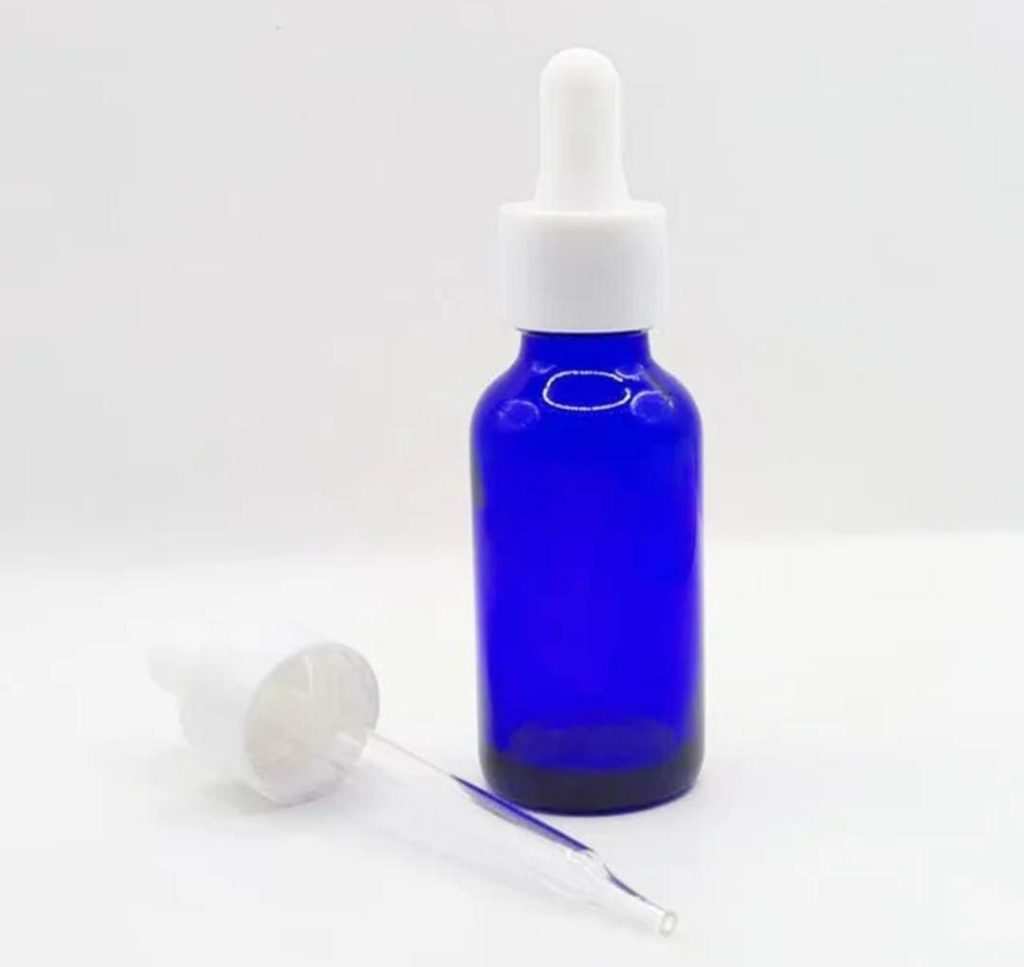 Flacon Bleu Compte-Goutte En Verre De 10ml a 100ml Avec Bouchon Blanc