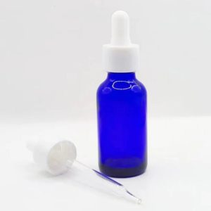 Flacon Bleu Compte-Goutte En Verre De 10ml a 100ml Avec Bouchon Blanc