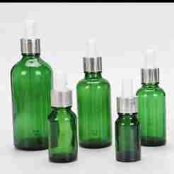 Flacon verre vert argenté blanc1