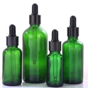 Flacon verre vert bouchon noir1