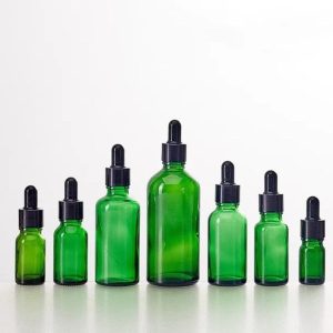 Flacon verre vert bouchon noir2