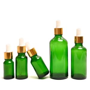 Flacon verre vert doré blanc (1)