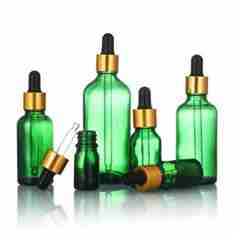 Flacon Vert Compte-Goutte En Verre De 10ml a 100ml Avec Bouchon Doré-Noir