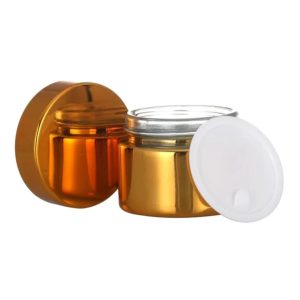 Pot En Verre Doré 50g Pour Cosmétique, De Luxe