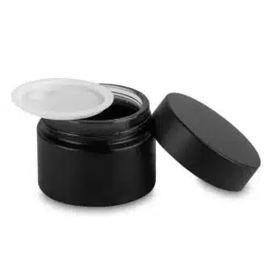 Pot en verre noir cosmétique