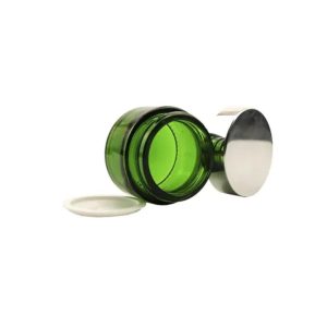 Pot en verre vert 50g couvercle argenté (2)