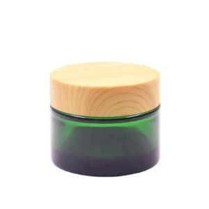 Pot en verre vert 50g couvercle bois (2)