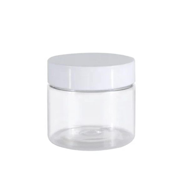 Pots en plastique pet transparent avec couvercle blanc (1)